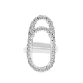 Luxuriöser silberfarbener Zirkon-Nagelring mit überlappendem ovalem Hohlraum-Design - Überlappender Ovaler Pave-Hohlring (9992) / Weißgold