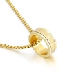 Golden titanium steel spinning ring necklace featuring a beaded chain and matte finish - Gold (KN109054-K)