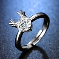 Moissanite ring with reindeer antler silver setting on a sparkling dark blue base - Y098 Antler Deer Horn Design