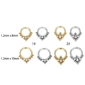 316L stainless steel nose rings with zircon accents in 8mm and 10mm sizes - 1.2mm x 8mm (Style 2) / Gold