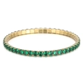 Pulsera tennis dorada de 4mm con piedras verdes redondas sobre fondo blanco - Base de Oro Verde