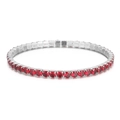Pulsera tennis de plata con circonitas rojas y engaste de garras para mujer - Base Plateada Circón Rojo (KB164854-Z)