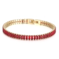 Luxurious gold-plated titanium steel bracelet featuring 6mm red zircon stones in a circular layout - Gold Ruby