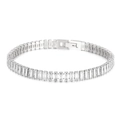 Elegant 6mm tennis bracelet with 18K gold-plated settings and clear baguette-cut zircons - Steel-White