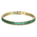 6mm 18K gold stainless steel tennis bracelet featuring rectangular green zircon stones - Gold Emerald