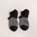 Men's low cut cotton socks with classic black and white thin stripes pattern - One Size / Striped Black