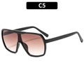 Oversized black square sunglasses with brown gradient lenses for men and women - Black Frame Gradient Tea Lens (C5)