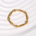Anello minimalista a catena con cuore in acciaio inossidabile dorato con finitura lucida - US 6 / Oro