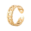 Anillo abierto de acero inoxidable dorado con diseño de cadena y acabado pulido - US 7 / Dorado