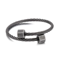Retro grey titanium steel hex nut cable wire cuff bracelet for men with matte finish - Antique Silver (KB162798-KFC)