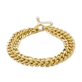Elegant gold-tone layered curb chain bracelet for women featuring an adjustable lobster clasp - Gold (KB161950-Z)