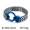 Bracciale da uomo a catena drago in acciaio inossidabile blu e argento stile industriale - Blu Argento 18cm (KB134773-KFC)