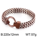 Two-tone silver and rose gold stainless steel keel chain bracelet with round clasp - Silver Bronze 22cm (KB134782-KFC)