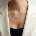 Elegant rose gold layered fringe necklace with small flat metal discs for women - Short Style / Rose Gold