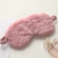 Plush pink faux fur sleep mask with soft elastic strap for comfortable eye protection - Plain Style / Lotus root pink