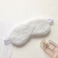 White rabbit fur sleep mask with soft plush texture and elastic strap for home relaxation - Plain Style / Pearl White