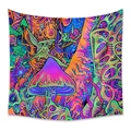 Bohemian tapestry featuring vibrant psychedelic mushroom patterns on a white backdrop - Abstract Psychedelic Pattern (MG100008)