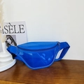 Blue transparent PVC chest bag with adjustable nylon strap for summer beach fashion - Blue