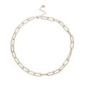 Minimalist golden stainless steel paperclip link necklace with adjustable extender chain - 45cm+5cm / Gold Paperclip Style (YN-650G)