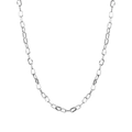 Detailed close-up of a silver stainless steel paperclip chain with polished rectangular links - Silver