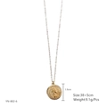 Detail of gold queen coin pendant necklace with 38+5cm adjustable chain and 1.9cm diameter - Queen Head Coin