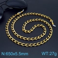 Golden titanium steel Cuban eyewear chain 650x5.5mm with adjustable silicone loops - Classic Cuban Chain (KSC116-Z) / Gold