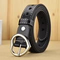 Cintura nera con fibbia a cuore argento e motivi a cuore traforati per jeans - Nero