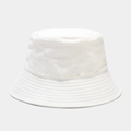 Close-up of white cotton bucket hat featuring reinforced brim stitching and clean finish - 60CM / Reversible White