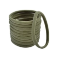 Detail showing seamless olive green nylon hair bands with a soft velvet-like texture - Olive Green