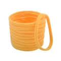 Macro detail of seamless bright orange elastic hair ties showing knit fabric texture - Orange