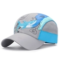 Cappellino baseball bambini grigio e blu con ricamo a squalo e tessuto rapida asciugatura - Regolabile (50-54cm) / Grigio