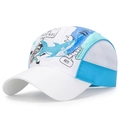 Cappellino baseball bimbi in mesh blu e bianco con stampa squalo e subacqueo - Regolabile (50-54cm) / Bianco