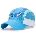Sky blue kids baseball cap with shark embroidery and breathable white mesh panels - Adjustable (50-54cm) / Lake Blue