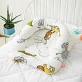 U-shaped infant nursing pillow with cartoon animal patterns in soft white cotton fabric - Animal World