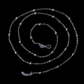 Silver beaded metal eyewear chain with adjustable silicone loops on black background - Silver