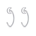 Minimalist S925 sterling silver moon stud earrings in polished silver finish for women - Moon Pendant Hoop Earrings