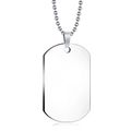 Polished silver stainless steel military dog tag pendant with classic bead chain necklace - Blank / Necklace / Silver