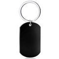 Minimalist black titanium steel rectangle keychain pendant with polished silver ring - Blank / Keychain / Black