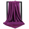 Deep purple satin square headscarf featuring smooth silk-like texture and elegant drape - Dark Purple