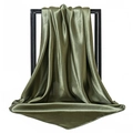 Detail of olive green satin silk scarf draped over a black frame with smooth texture - Army Green