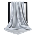 Silver grey satin silk square scarf for women with elegant metallic luster finish - Light Gray