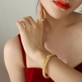 Elegant gold-plated titanium steel bracelet and ring set with sparkling zircons - 10mm / Champagne