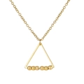 Golden geometric triangle necklace with movable stress-relief beads on a stainless steel chain - Triangle Necklace / Gold