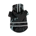 Imperméable noir brillant pour chien avec bandes réfléchissantes et design à capuche - S / Type PU à 2 Pattes / Noir