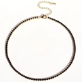Hip hop style gold tennis necklace featuring a full row of black round cubic zirconia - Gold-Black Zircon