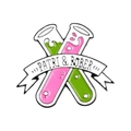 Wissenschaft Emaille Pin mit Reagenzgläsern in Rosa und Grün Flüssigkeiten - Reagenzglas-Banner PATRI & ROBER
