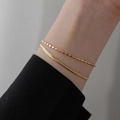 Double-layer gold snake bone and ball chain bracelet in 18k titanium steel finish - Double Layer Snake Bone Gold Bracelet