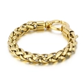 Polished gold Spiga chain bracelet for men with secure lobster clasp on white background - Thick Version / O-Ring Clasp / Gold (KB134789-KFC)