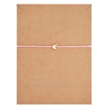 Pink woven cord wish bracelet with golden butterfly pendant on brown gift card - Butterfly / Pink