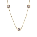 18K gold plated titanium necklace with emerald cut crystals on a delicate bead chain - E108 White Zirconia Necklace